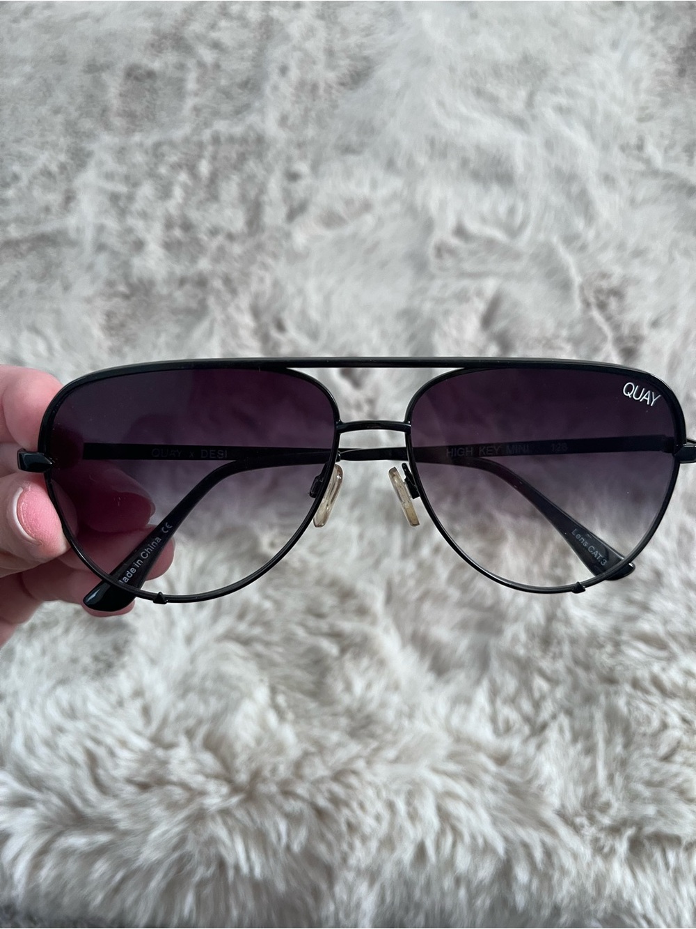 Quay Australia Black Frame Sunglasses with Gradient Purple Lenses